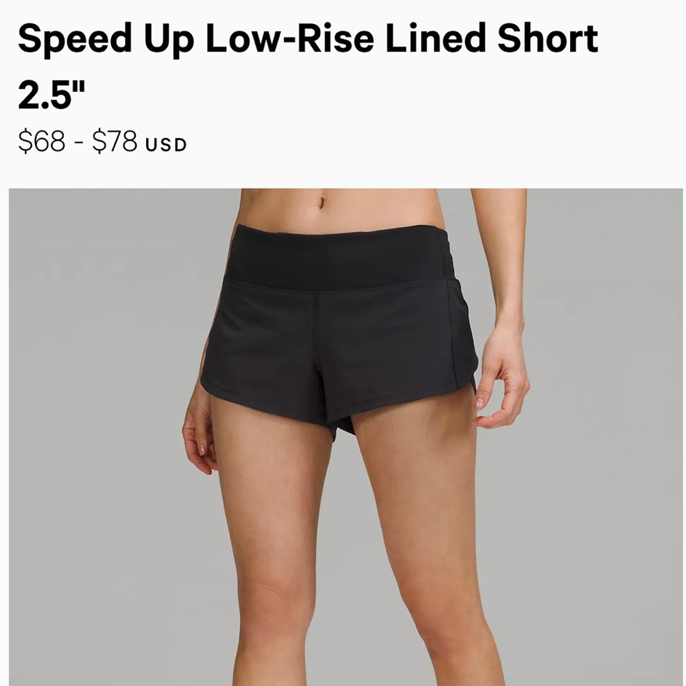 Lululemon Speed Up 2.5” Low Rise Short